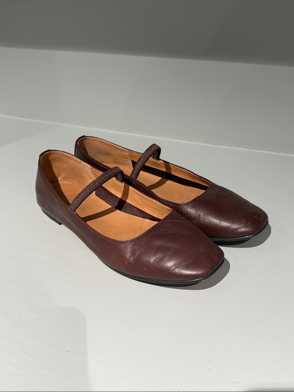 Madewell Leather Ballet Flats in Deep Brown